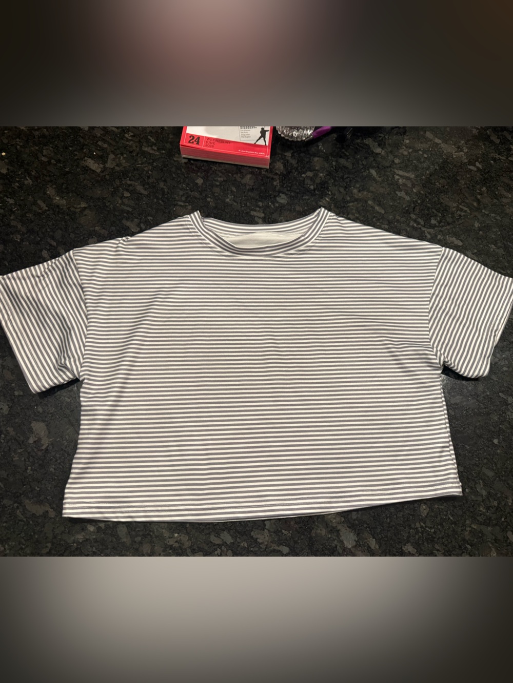 Women's Striped Short-Sleeve Sleep Top - White & Gray